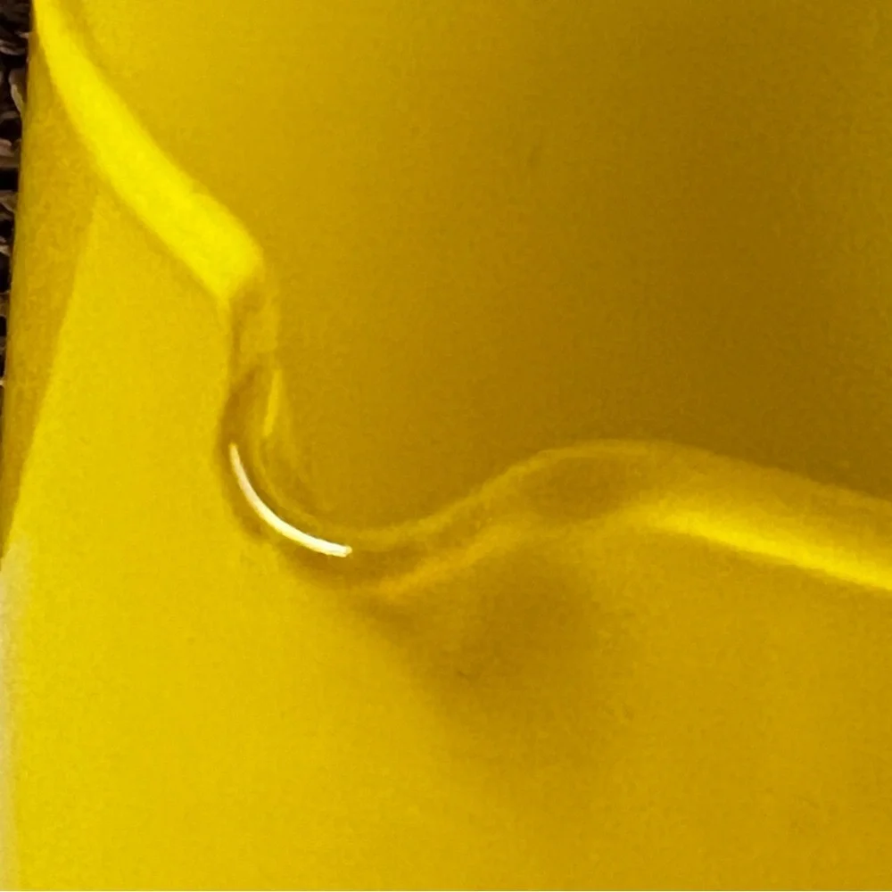 Vintage MCM Yellow Glass Beverage Pitcher With Clear Applied Handle - Picture 10 of 14